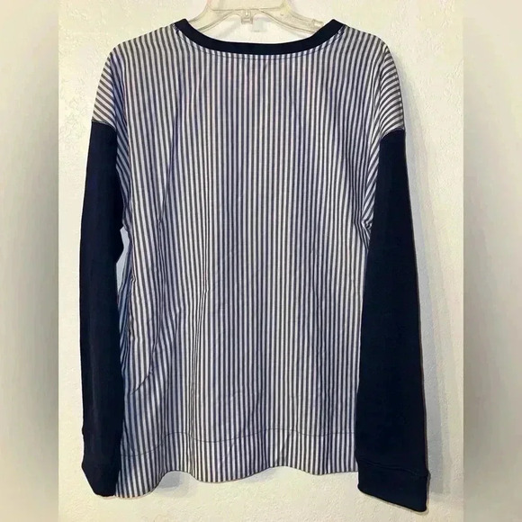 Banana Republic Womens Poplin Back Sweatshirt Navy Blue Womens SIZE L Preppy 90s - Picture 2 of 9